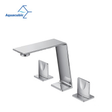 Aquacubi weit verbreitete 3 Loch Festes Messing Deck Mount Toilette Waschtisch -Badezimmer Wasserhahn